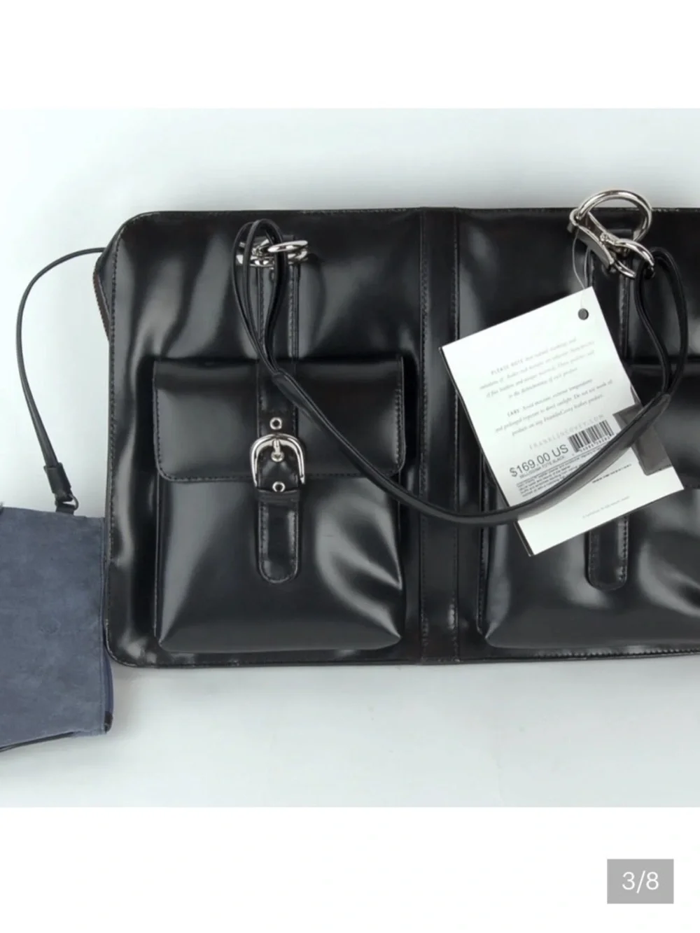 Franklin Covey Black Women's Faux Leather Briefcase with Dual Front Pockets